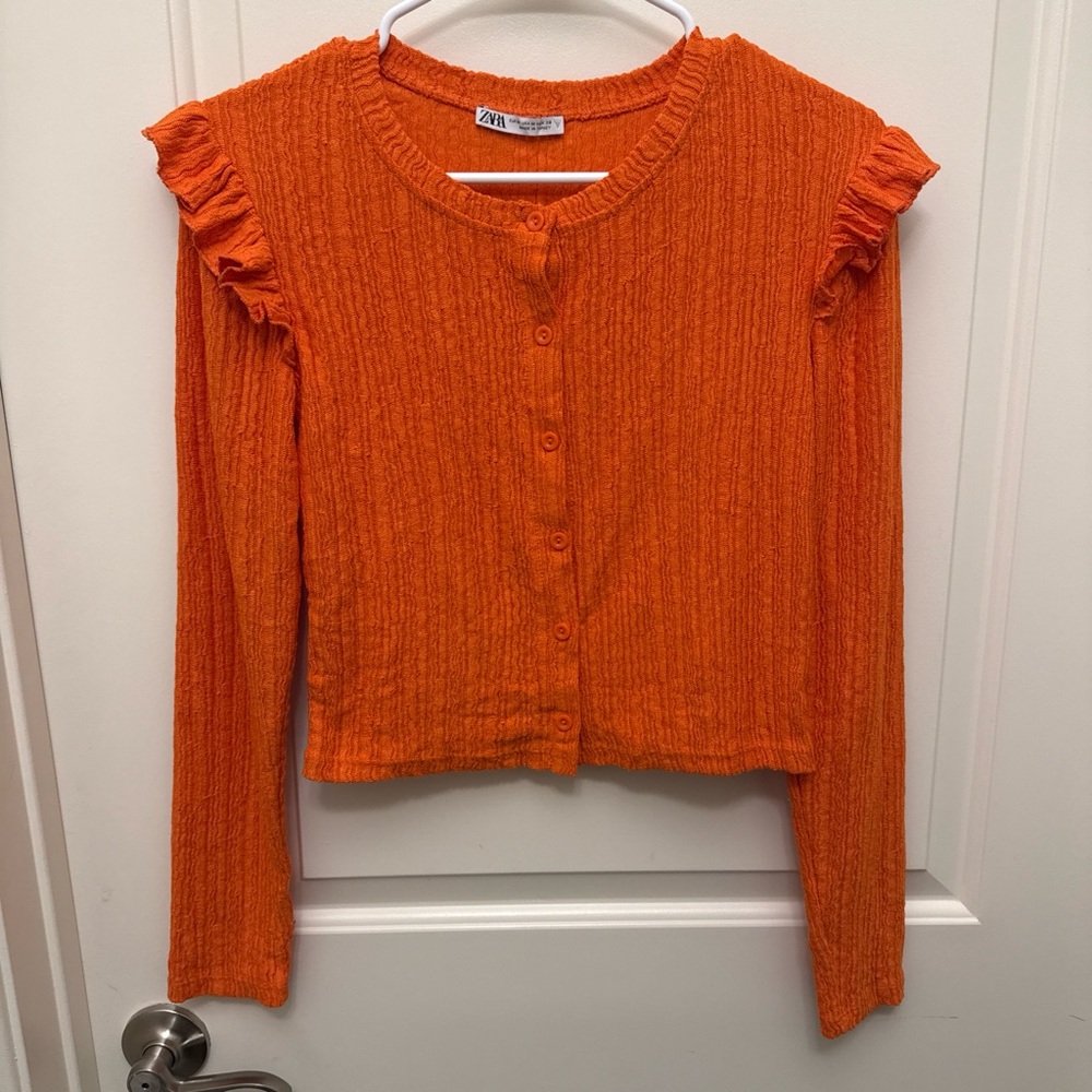 Zara‎ Vibrant Orange Textured Knit Top